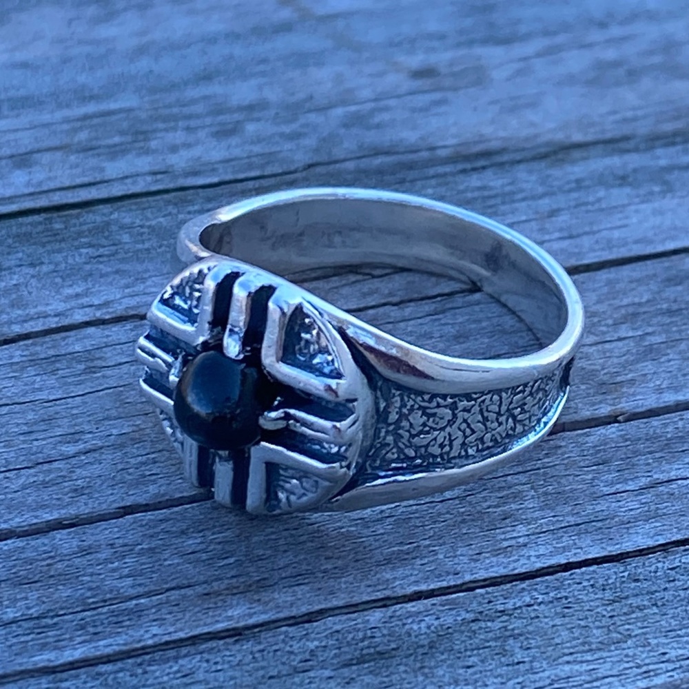 MEDICINE WHEEL Ring .925 Sterling Silver w/ genuine Star Diopside made in USA - Picture 11 of 14